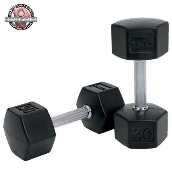 TKO Tri Grip Rubber Hex Dumb Bells