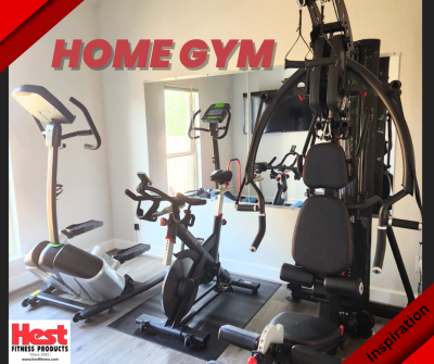 Home Gym in San Antonio with an Inspire M3 Multigym, spin bike and a Helix Lateral Trainer
