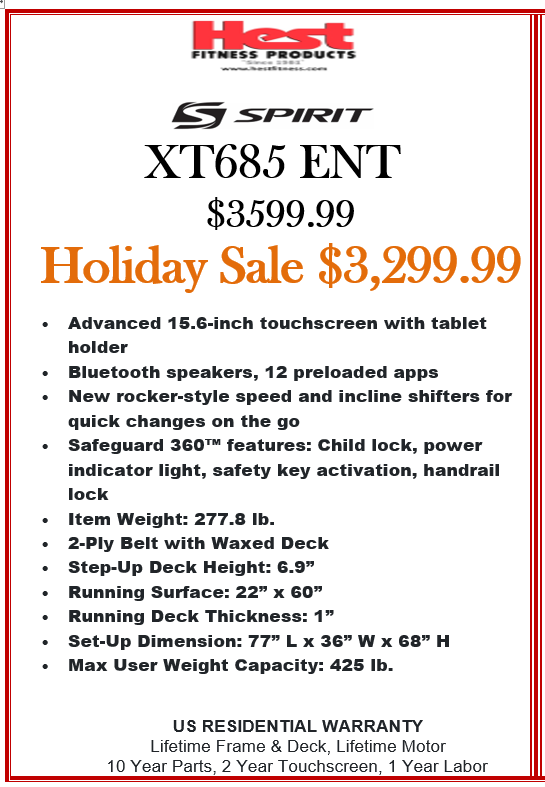 XT 685 ENT Treadmill Holiday Sale ticket photo
